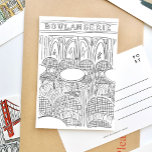 Zwart-wit Paris Cafe Boulangerie Briefkaart<br><div class="desc">Prachtig geïllustreerd zwart-wit briefkaart met een iconisch Parijse café.</div>