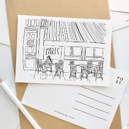 Zwart-wit Paris Cafe Briefkaart