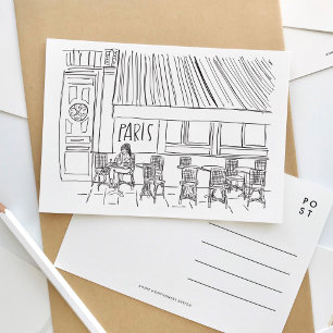 Zwart-wit Paris Cafe Briefkaart