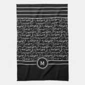 Zwart-wit 'Paris dreaming' monogram Theedoek (Verticaal)