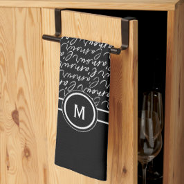 Zwart-wit 'Paris dreaming' monogram Theedoek