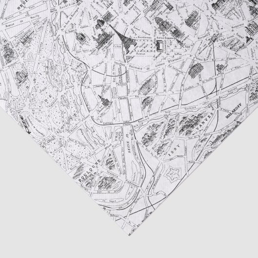  Zwart-wit Paris Frankrijk Kaart Decoupage Tissuepapier (Detail)