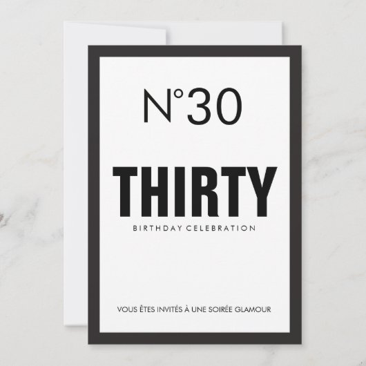 Zwart-wit Paris Thema 30ste verjaardagsfeest Kaart (Achterkant)