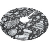 Zwart Wit Pastel Tekening Kerstmis Motief Vakantie Kerstboom Rok (Gekanteld)