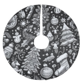 Zwart Wit Pastel Tekening Kerstmis Motief Vakantie Kerstboom Rok