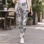 Zwart-wit patchwork dierprint leggings