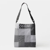 zwart-wit patchwork fabric vierkanten crossbody tas (Achterkant)