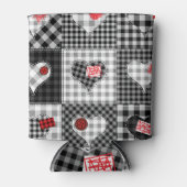 Zwart wit patchwork harten naadloos. blikjeskoeler (Voorkant)