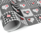 Zwart wit patchwork harten naadloos. cadeaupapier (Rol Hoek)