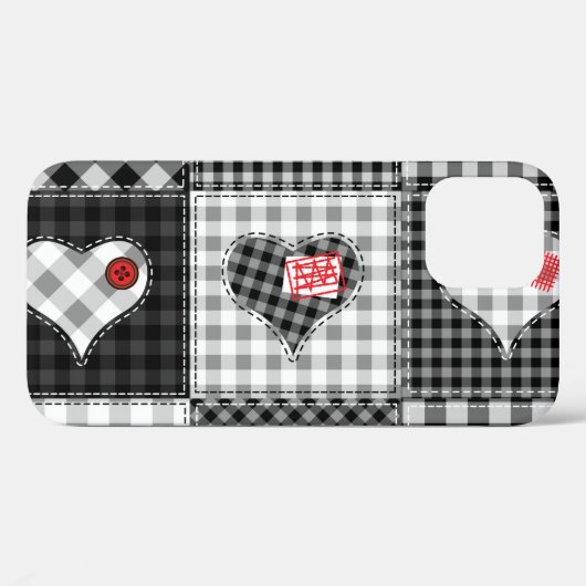 Zwart wit patchwork harten naadloos. Case-Mate iPhone case (Achterkant (horizontaal))
