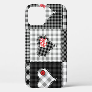 Zwart wit patchwork harten naadloos. Case-Mate iPhone case