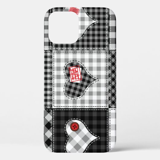Zwart wit patchwork harten naadloos. Case-Mate iPhone case (Achterkant)