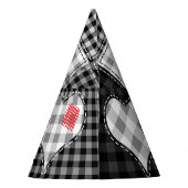 Zwart wit patchwork harten naadloos. feesthoedjes (Achterkant)