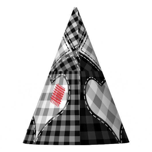 Zwart wit patchwork harten naadloos. feesthoedjes (Achterkant)