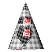 Zwart wit patchwork harten naadloos. feesthoedjes (Voorkant)