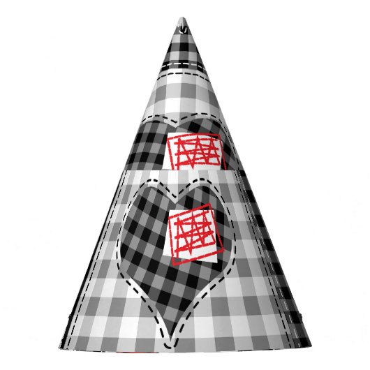 Zwart wit patchwork harten naadloos. feesthoedjes (Voorkant)