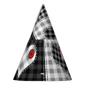 Zwart wit patchwork harten naadloos. feesthoedjes (Links)