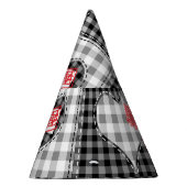 Zwart wit patchwork harten naadloos. feesthoedjes (Rechts)