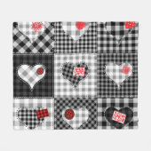 Zwart wit patchwork harten naadloos. fleece deken (Voorkant (Horizontaal))