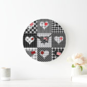 Zwart wit patchwork harten naadloos. grote klok (Huis)