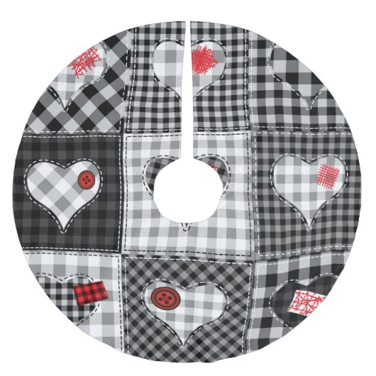 Zwart wit patchwork harten naadloos. kerstboom rok (Voorkant)