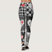 Zwart wit patchwork harten naadloos. leggings (Achterkant)