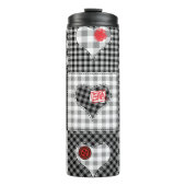 Zwart wit patchwork harten naadloos. thermosbeker (Voorkant)