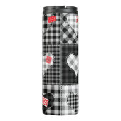 Zwart wit patchwork harten naadloos. thermosbeker (Achterkant)