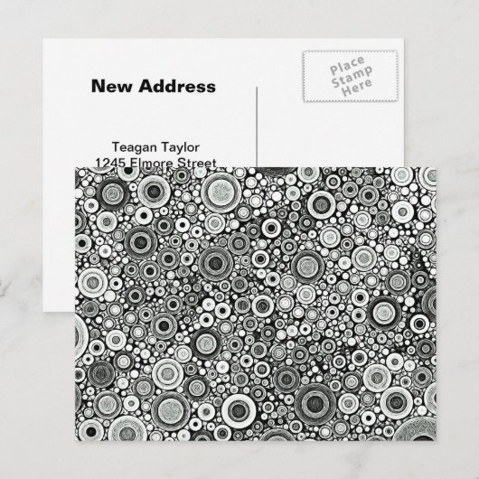 Zwart-wit patronen | Kaart Nieuw adres (Voorkant / Achterkant)