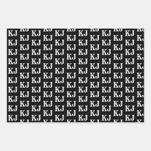 Zwart wit patronen Monogram4 Inpakpapier Vel (Voorkant 2)