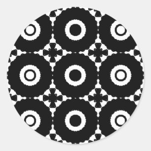 Zwart-wit patronen ronde sticker