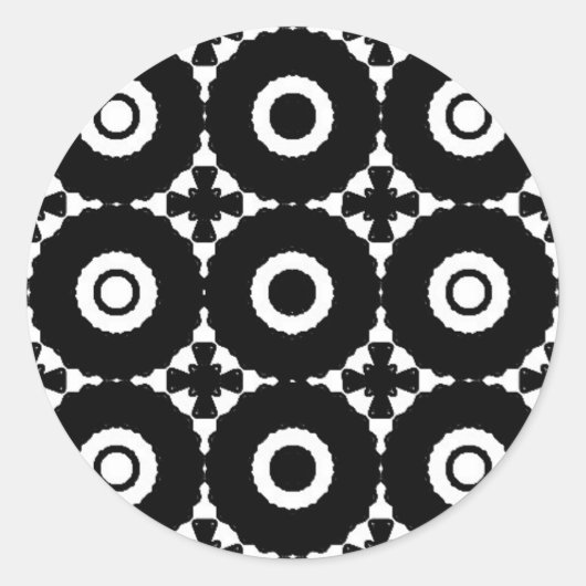 Zwart-wit patronen ronde sticker (Voorkant)