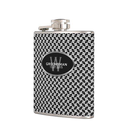 Zwart wit patroon Aangepaste naam Heupfles (Links)