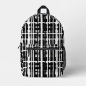 Zwart Wit Patroon Abstracte penseelstreek Bedrukte Rugzak (Voorkant)