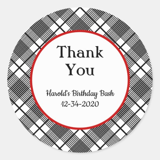 Zwart-wit patroon bewerkbaar dankzij ronde sticker (Voorkant)