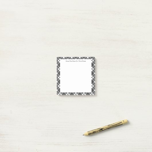 Zwart wit patroon bewerkbare stickies post-it® notes (Op bureau)