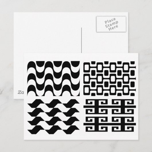 Zwart-wit patroon briefkaart (Voorkant / Achterkant)