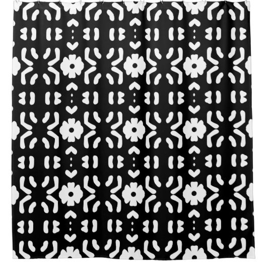 Zwart-wit patroon CoraValiana Douchegordijn (Voorkant)