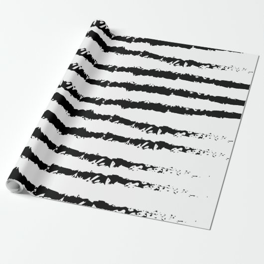 Zwart wit patroon gestript cadeaupapier (Uitgerold)