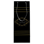 Zwart-wit Patroon Gold Name Logo Wijn Cadeautas (Achterkant)