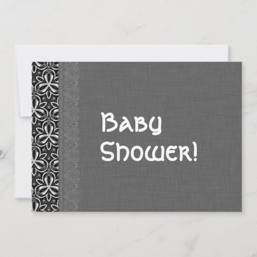 Zwart wit patroon grijs kant neutraal Baby shower Kaart (Achterkant)