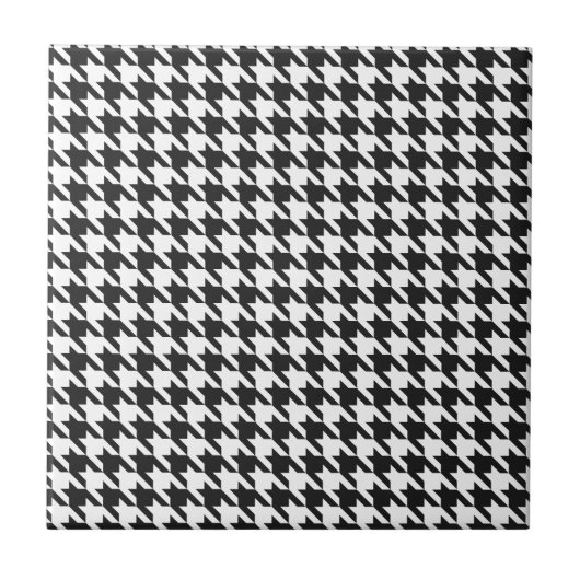 Zwart-wit Patroon Houndstooth Tegeltje (Voorkant)