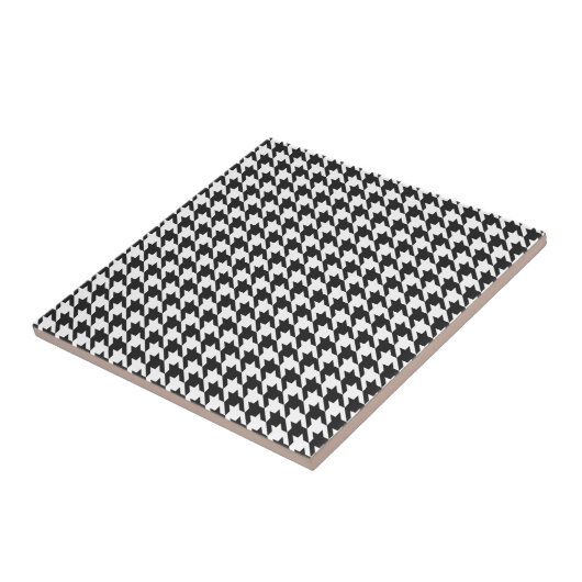 Zwart-wit Patroon Houndstooth Tegeltje (Zijkant)