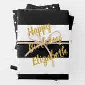 Zwart-wit patroon inpakpapier vel (In situ)