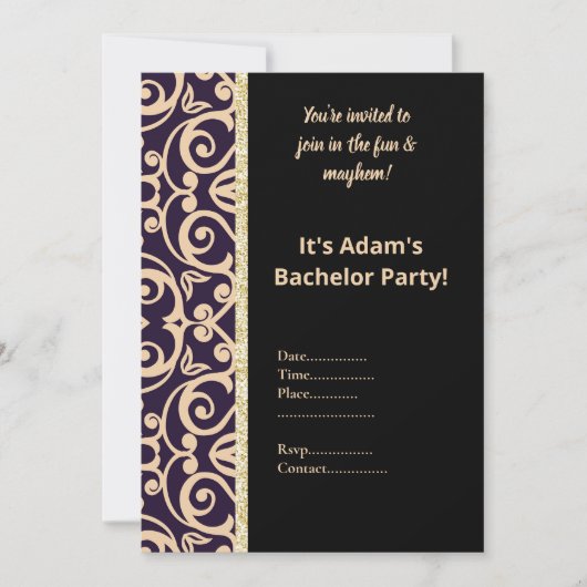 ZWART-WIT PATROON JONGGEZELLENAVOND UITNODIGING (Voorkant)