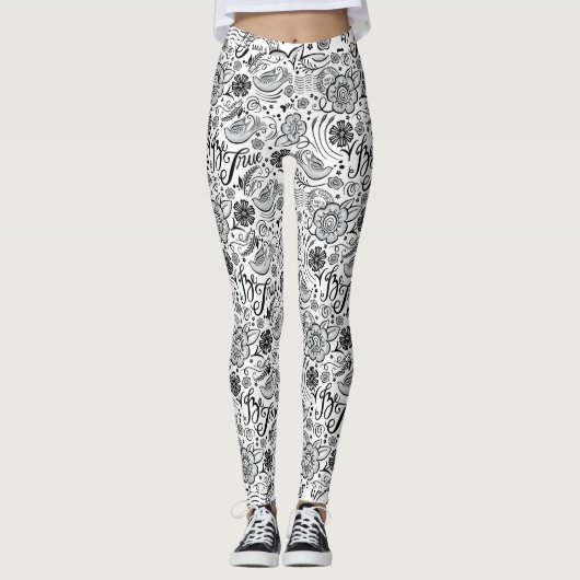 Zwart wit patroon Leggings (Voorkant)