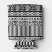 Zwart-wit patroon met kant en patchwork blikjeskoeler (Achterkant)