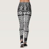 Zwart-wit patroon met kant en patchwork el leggings (Achterkant)