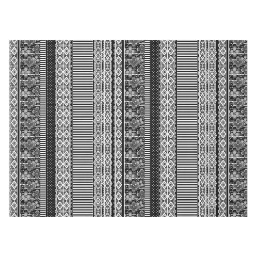 Zwart-wit patroon met kant en patchwork tafelkleed (Voorkant (Horizontaal))