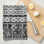 Zwart-wit patroon met kant en patchwork theedoek (Quarter Fold)